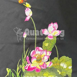 Tranh thêu tay lưu niệm hoa sen QĐ 01
