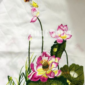 Tranh Thêu Tay Lưu Niệm Hoa Sen QĐ 03